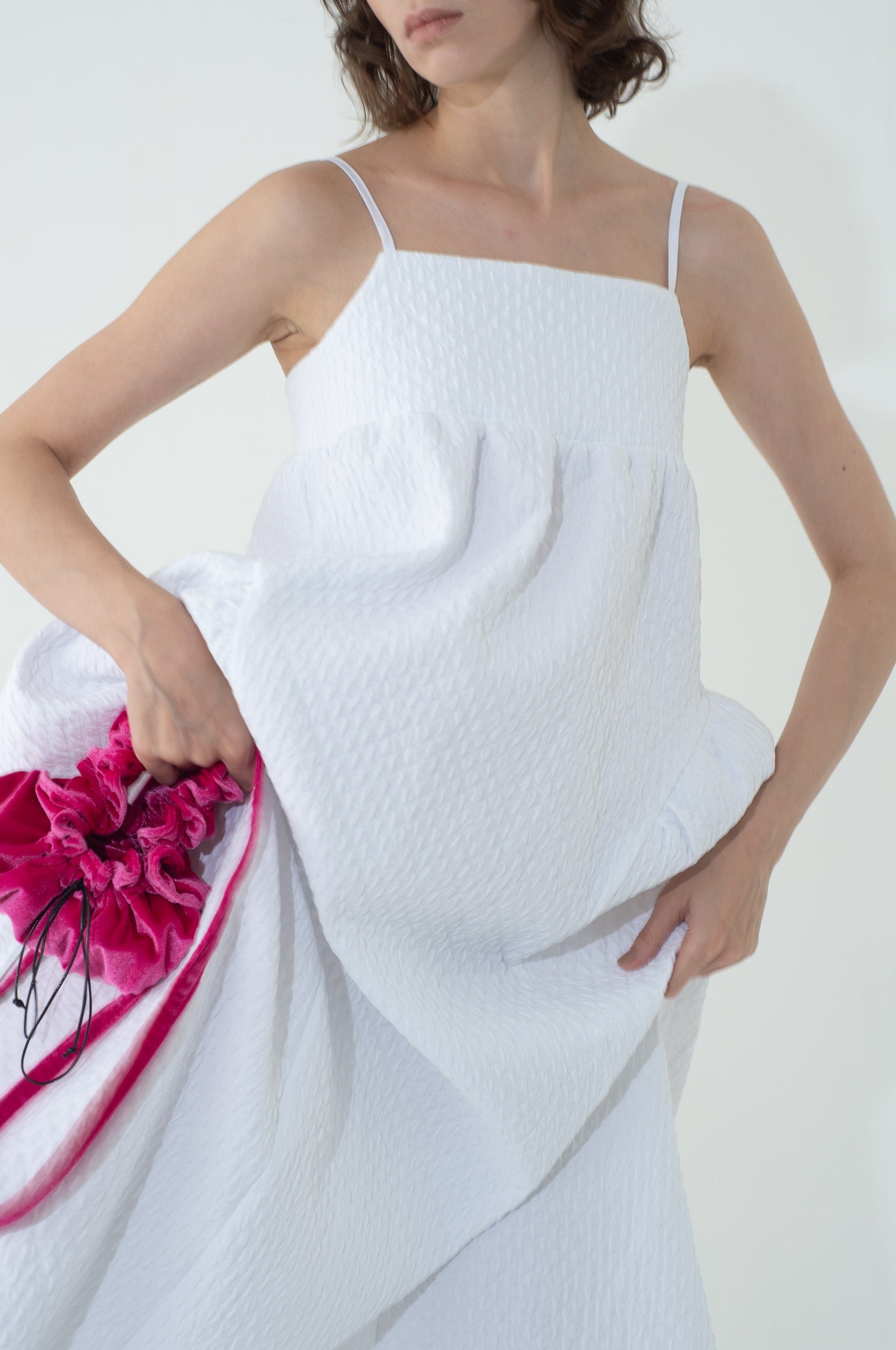 QUILTING GATHER DRESS (WHITE) – MAMU ONLINE STORE