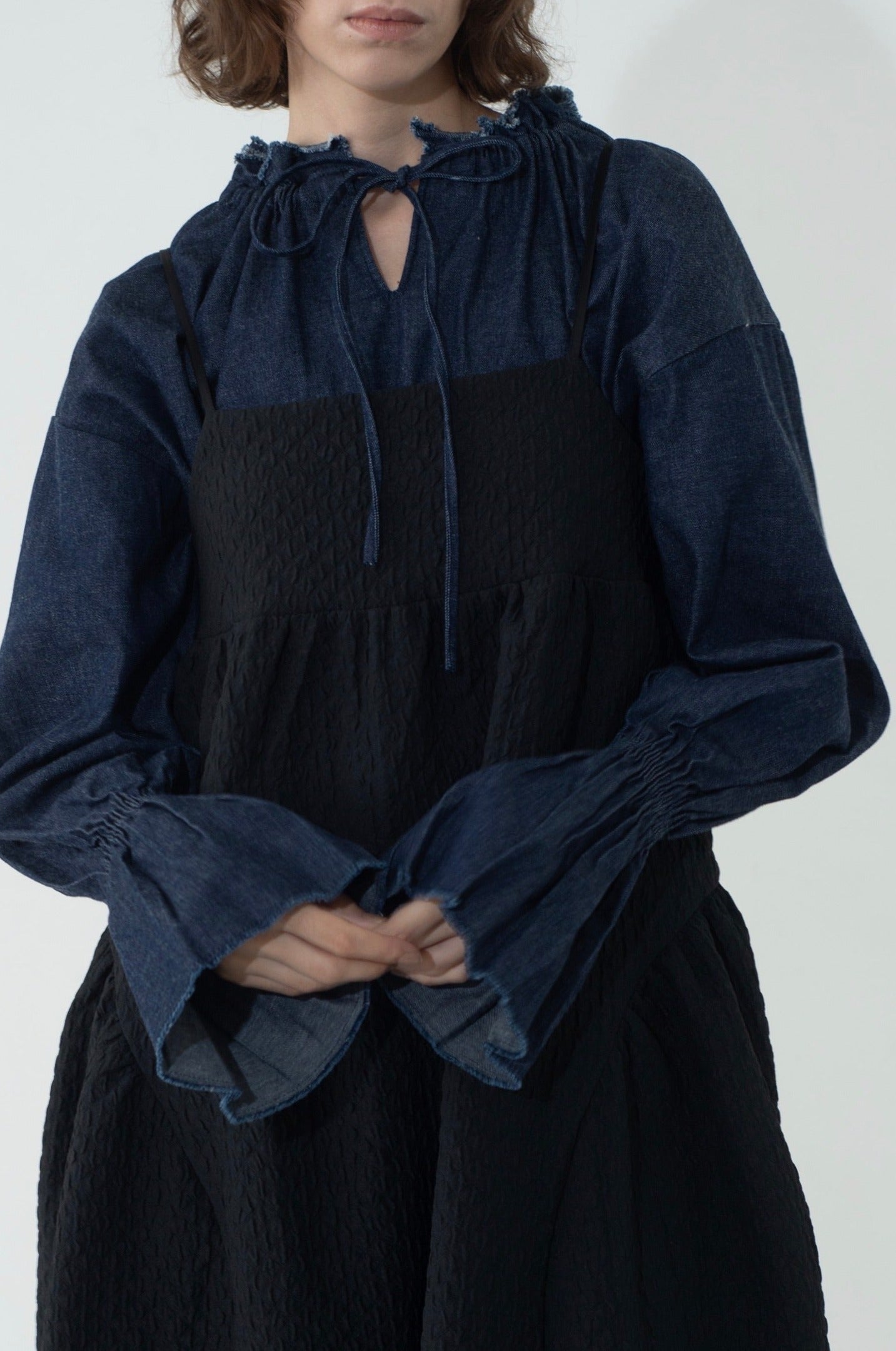 DENIM GATHER TOPS