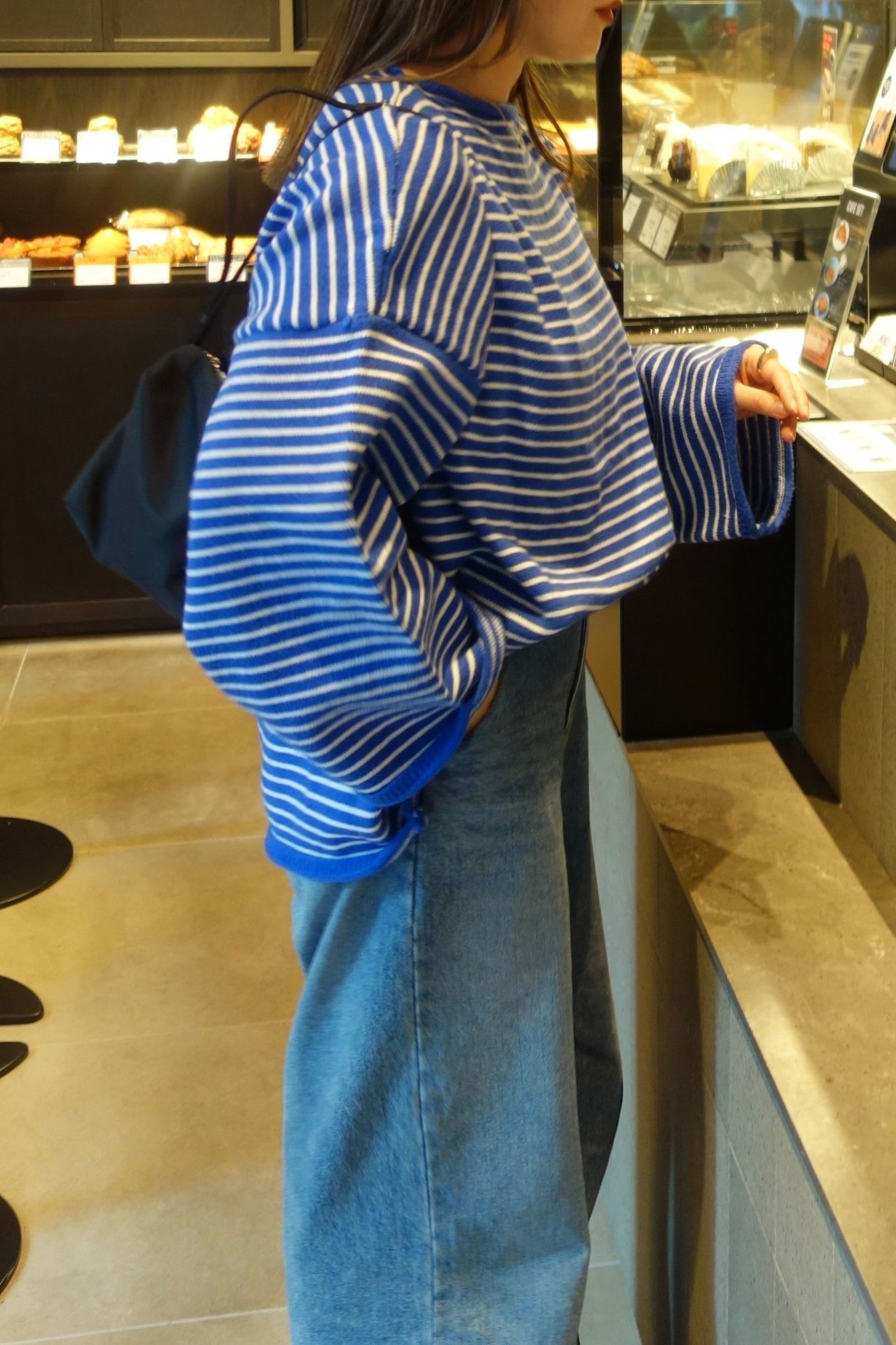 予約 / WIDE SLEEVE BORDER KNIT