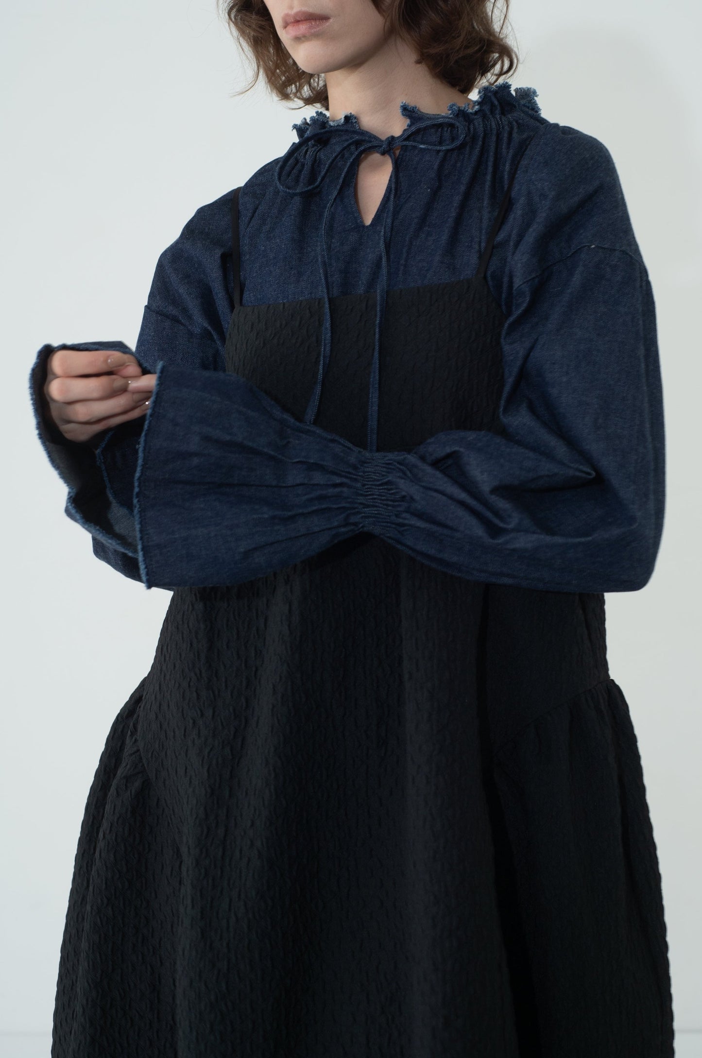 DENIM GATHER TOPS