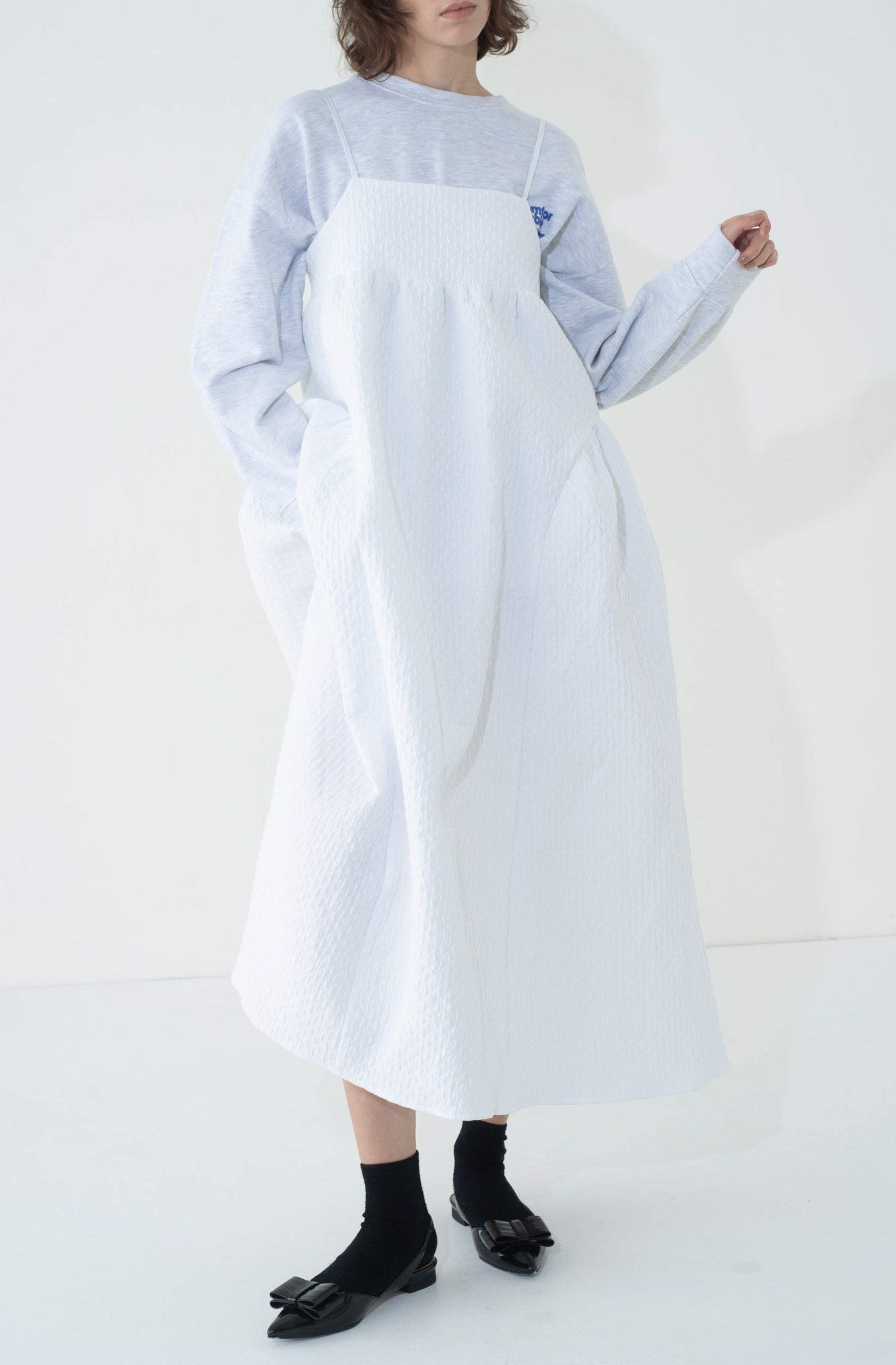 QUILTING GATHER DRESS (WHITE) – MAMU ONLINE STORE