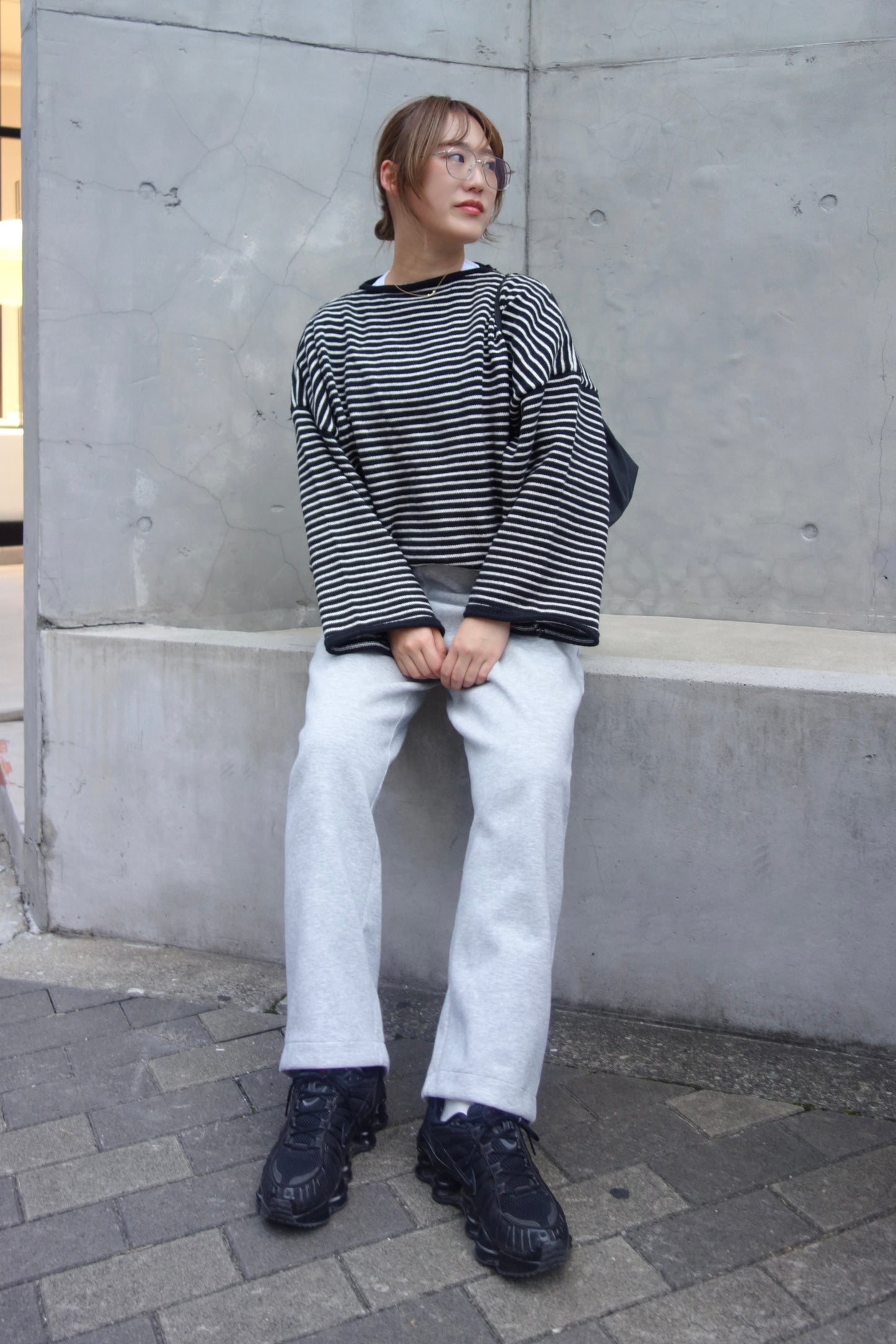 予約 / WIDE SLEEVE BORDER KNIT