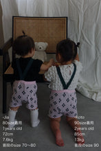 画像をギャラリービューアに読み込む, Flower tile suspender short pants
