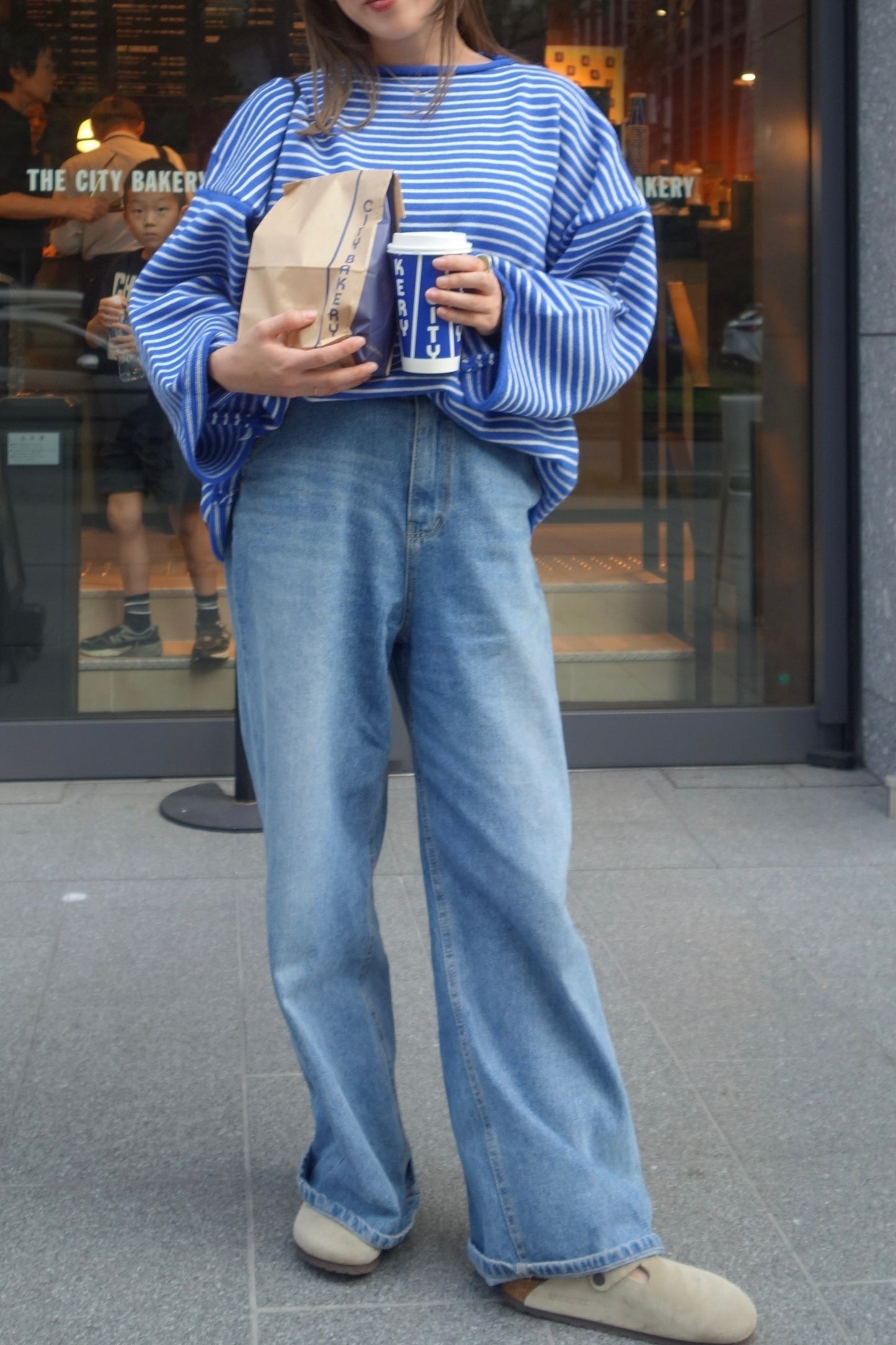 予約 / WIDE SLEEVE BORDER KNIT