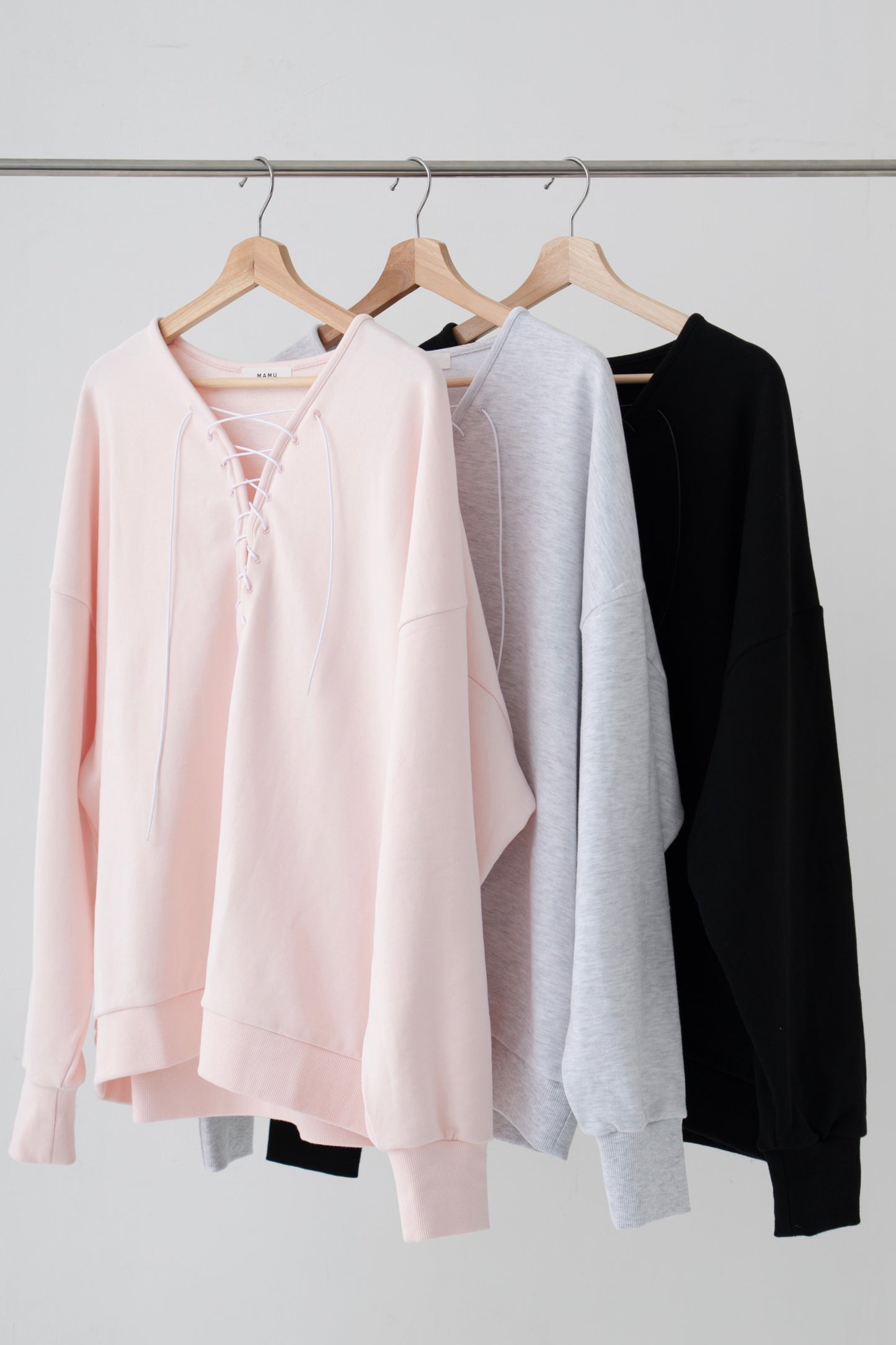 LACE UP SWEAT TOPS (BLACK)