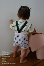 画像をギャラリービューアに読み込む, Flower tile suspender short pants
