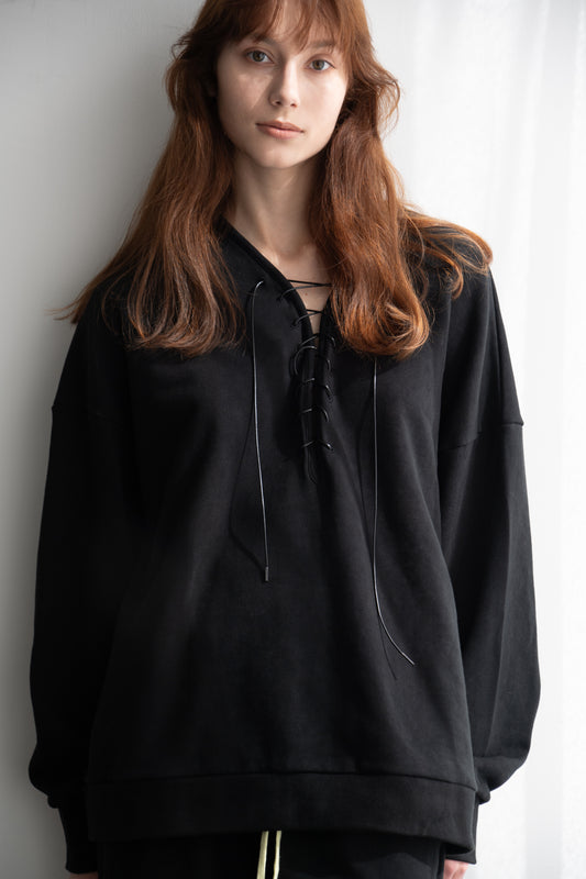 LACE UP SWEAT TOPS (BLACK)