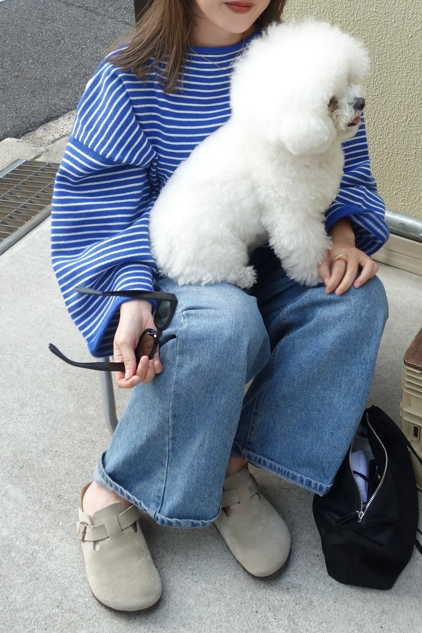 予約 / WIDE SLEEVE BORDER KNIT