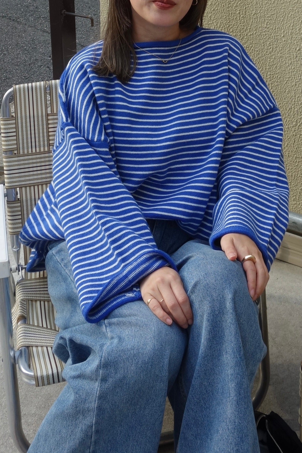 予約 / WIDE SLEEVE BORDER KNIT