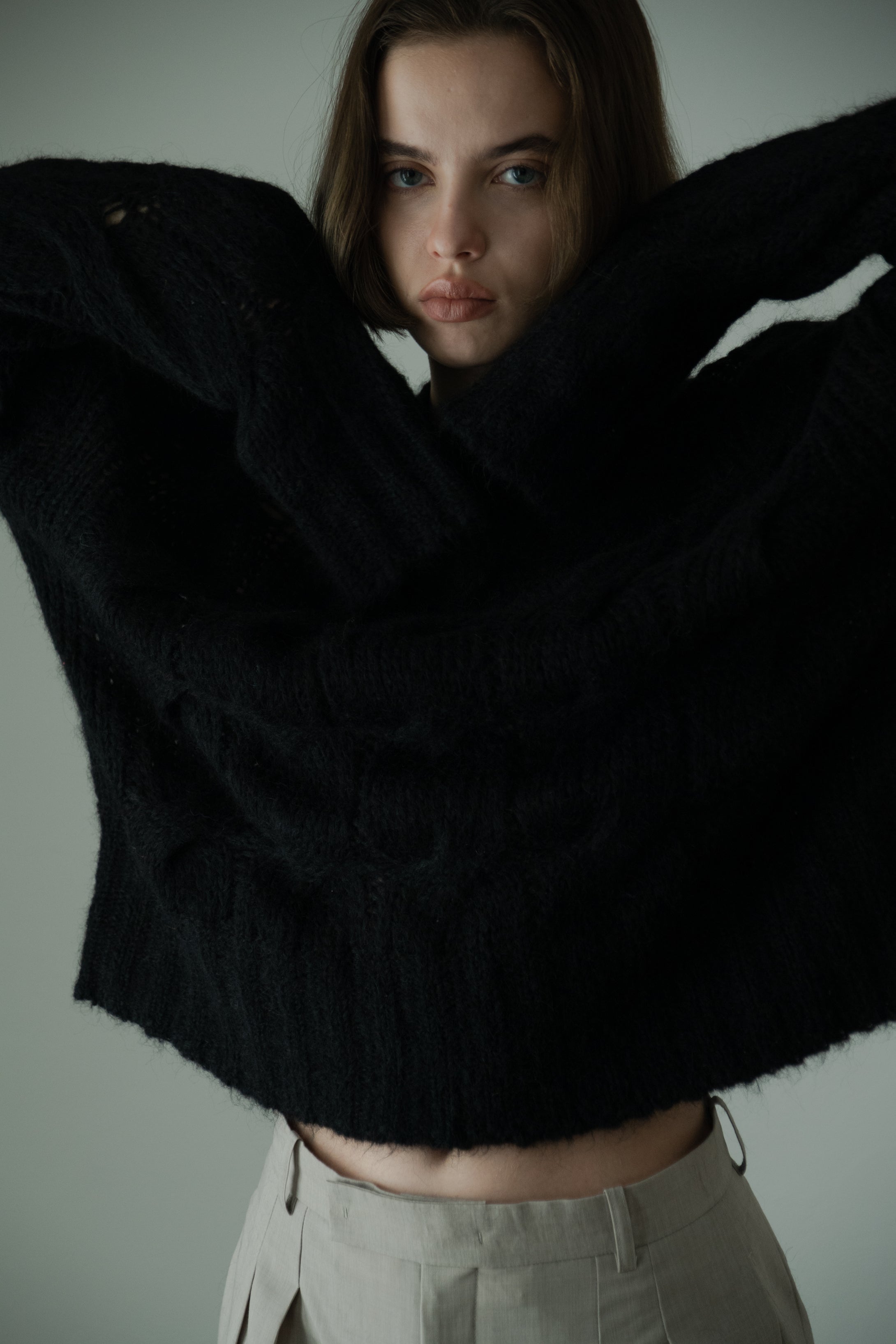 CABLE MOHAIR KNIT (BLACK)